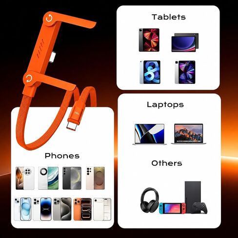 240W USB C to USB C Cable with Foldable Phone Stand, 4.9FT Braided Fast Charging Cord, 90 Degree Type C Charger Cable with Built-in Invisible Holder for Gaming, Office in Kuwait
