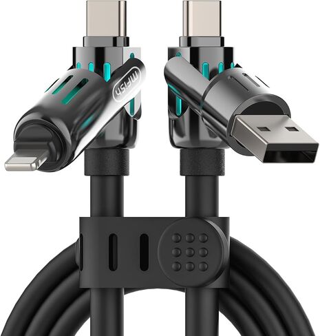 MFish 240W 4-in-1 Fast Charging Cable, Black, 10FT in Kuwait