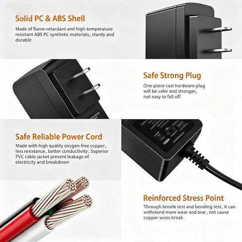 12V 1A [12 Volts 1 Amps] Adapter Power Supply AC to DC Plug 5.5 x 2.1mm & 2.5mm for 12volt 1A 800mA 600mA 500mA 300mA 200mA Equipment, 8ft Cord in Kuwait