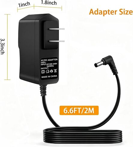 12V 1A [12 Volts 1 Amps] Adapter Power Supply AC to DC Plug 5.5 x 2.1mm & 2.5mm for 12volt 1A 800mA 600mA 500mA 300mA 200mA Equipment, 8ft Cord in Kuwait
