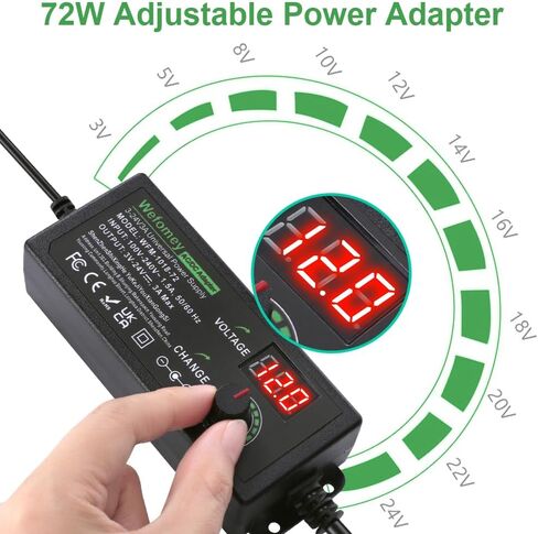 Wefomey Universal Power Supply Variable 3V~24V 3A 72W AC/DC Adapter in Kuwait