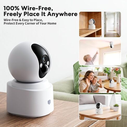Noonkey Home Camera Indoor, 4MP Pan/Tilt Wireless Security Camera with 6000mAh Battery, 5G&2.4G WiFi6, AI Motion Detection, 2-Way Audio, Color Night Vision, Alexa Supported, 1-Pack in Kuwait