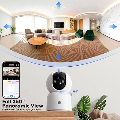 Noonkey Home Camera Indoor, 4MP Pan/Tilt Wireless Security Camera with 6000mAh Battery, 5G&2.4G WiFi6, AI Motion Detection, 2-Way Audio, Color Night Vision, Alexa Supported, 1-Pack in Kuwait