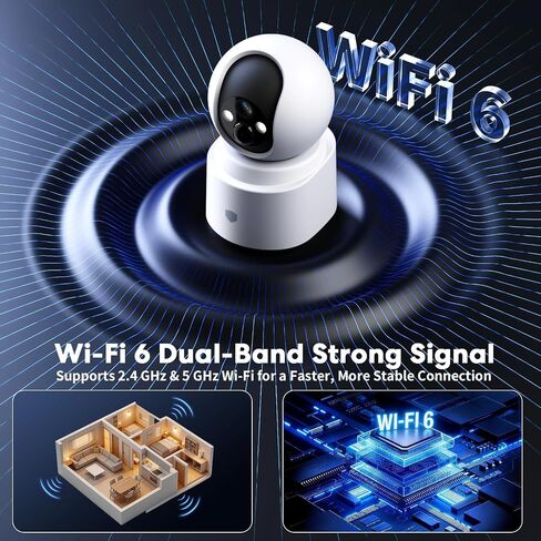 Noonkey Home Camera Indoor, 4MP Pan/Tilt Wireless Security Camera with 6000mAh Battery, 5G&2.4G WiFi6, AI Motion Detection, 2-Way Audio, Color Night Vision, Alexa Supported, 1-Pack in Kuwait