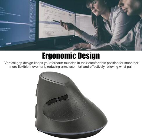 Septpenta Wireless Vertical Mouse, Ergonomic Mouse, 800/1200/1600 3 Adjustable DPI, Thumb Buttons and RGB Lights, Optical Tracking Technology, Plug and Play for Laptops, Pcs, Tablets in Kuwait