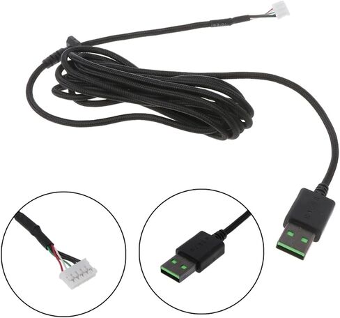Durable Nylon Braided Line USB Mouse Cable Replacement Wire Compatible with Ra-zer DeathAdder Elite Wired Gaming Mouse in Kuwait
