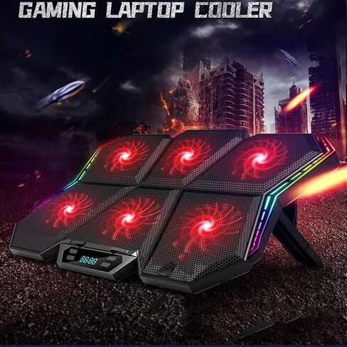Gaming RGB Laptop Cooler 12-17 Inch Led Screen Cooling Pad Notebook Stand with Six Fan and 2 Port in Kuwait