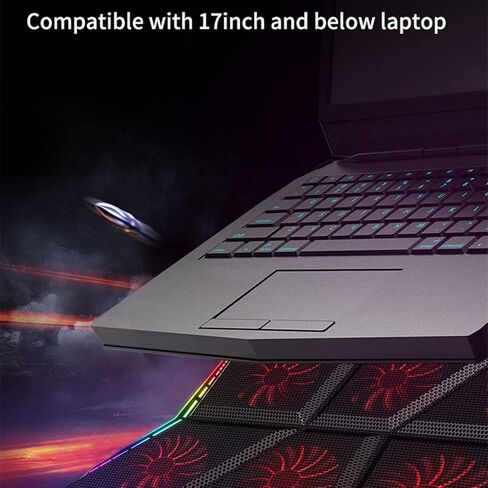 Gaming RGB Laptop Cooler 12-17 Inch Led Screen Cooling Pad Notebook Stand with Six Fan and 2 Port in Kuwait
