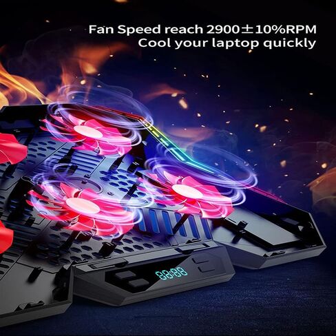 Gaming RGB Laptop Cooler 12-17 Inch Led Screen Cooling Pad Notebook Stand with Six Fan and 2 Port in Kuwait