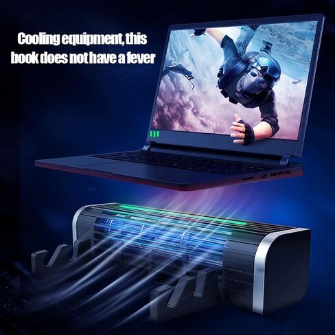 Laptop Cooler Gaming Notebook Cooling Pad Stand RGB LED Adjustable Silent 2600RPM Cable Tablet Desk Fan in Kuwait