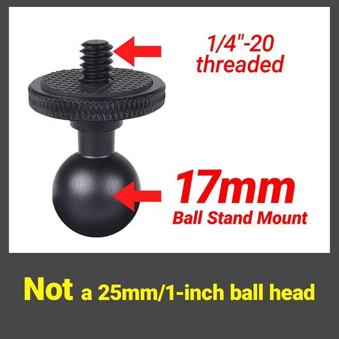 17mm Aluminum Mini Ball Stand Mount Adapter with 1/4" Screw, Compatible with Insta360 X6, X5,X4, X3, X2, X, RS, GO2 - Motorcycle & Phone Holder (2PC) Check Size Before Purchase in Kuwait