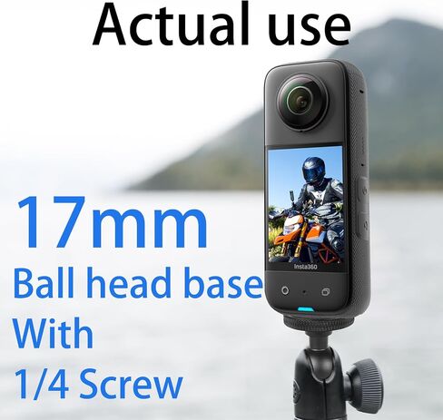 17mm Aluminum Mini Ball Stand Mount Adapter with 1/4" Screw, Compatible with Insta360 X6, X5,X4, X3, X2, X, RS, GO2 - Motorcycle & Phone Holder (2PC) Check Size Before Purchase in Kuwait
