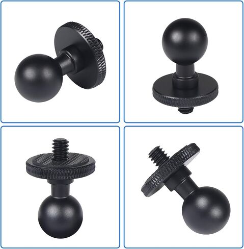 17mm Aluminum Mini Ball Stand Mount Adapter with 1/4" Screw, Compatible with Insta360 X6, X5,X4, X3, X2, X, RS, GO2 - Motorcycle & Phone Holder (2PC) Check Size Before Purchase in Kuwait