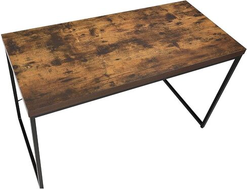 Office Desk — Industrial Style 1pc Writing Desk Wooden Weathered Oak Finish Black Metal Frame Laptop Table Home Office Furniture in Kuwait