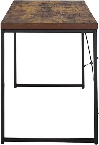 Office Desk — Industrial Style 1pc Writing Desk Wooden Weathered Oak Finish Black Metal Frame Laptop Table Home Office Furniture in Kuwait