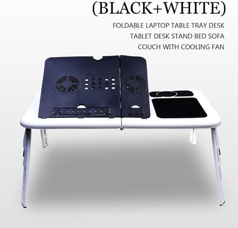 Foldable Laptop Desk Tray Black with Dual Fans, Adjustable Angle in Kuwait