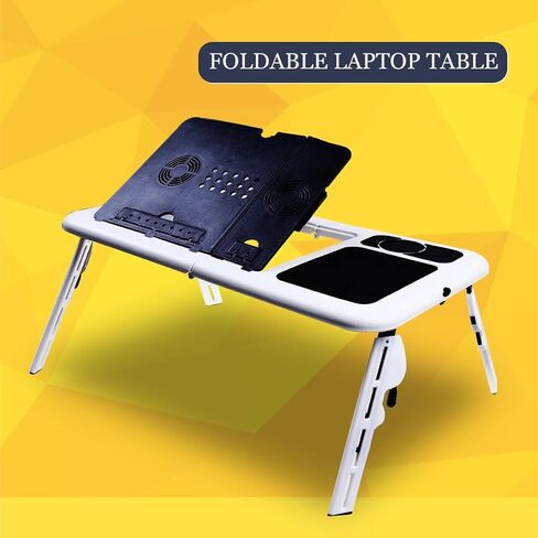 Foldable Laptop Desk Tray Black with Dual Fans, Adjustable Angle in Kuwait