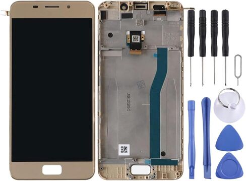 LCD Screen Digitizer Assembly with Frame Gold Compatible with Asus ZenFone3S in Kuwait