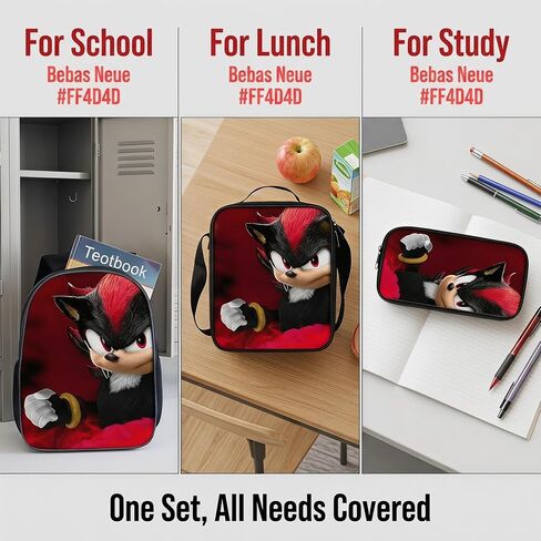 3 in 1 Large Cute Backpack Bundle, Stylish Trendy Anime Printed Backpack with Crossbody Mini Bag & Zipper Pouch, Large Capacity Casual Daypack for Youngsters Daily Travel in Kuwait