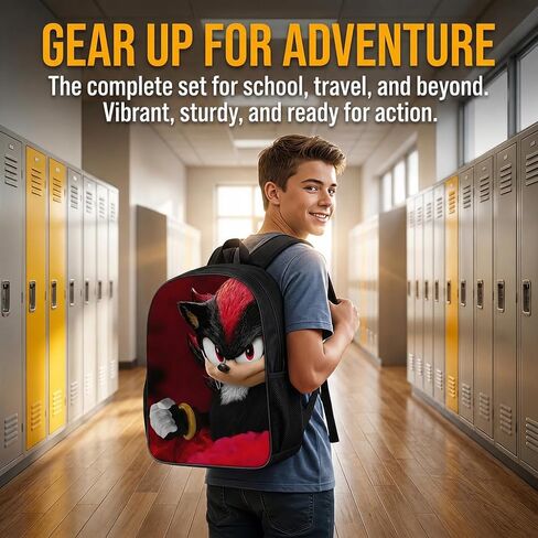 3 in 1 Large Cute Backpack Bundle, Stylish Trendy Anime Printed Backpack with Crossbody Mini Bag & Zipper Pouch, Large Capacity Casual Daypack for Youngsters Daily Travel in Kuwait