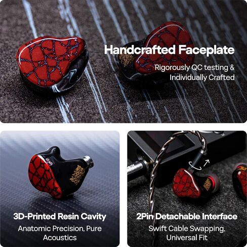 Linsoul Punch Audio Martilo in Ear Monitor, 1 Planar + 2BA + 2DD Hybrid Driver Basshead IEM Earphones + ZiiGaat PELLEPOD Leather Earbud Case in Kuwait