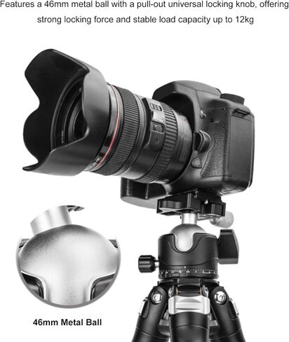 Luocute Low Profile Ball Head, 46mm Metal Panoramic Tripod Head with 1/4 Inch Plate, 3 Separate Locking Knobs for DSLR Camera Tripod Monopod, Load 12kg in Kuwait