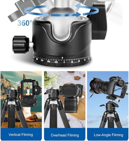 Luocute Low Profile Ball Head, 46mm Metal Panoramic Tripod Head with 1/4 Inch Plate, 3 Separate Locking Knobs for DSLR Camera Tripod Monopod, Load 12kg in Kuwait