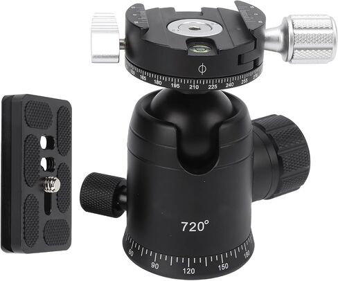 720° Panoramic SLR Camera Ball Head, Wireless Video Ball Head, Aluminum Alloy 36mm Ball Head with Level Vial and Quick Release Plate for DSLR Mirrorless Cameras in Kuwait