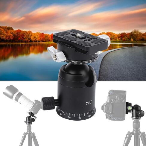 720° Panoramic SLR Camera Ball Head, Wireless Video Ball Head, Aluminum Alloy 36mm Ball Head with Level Vial and Quick Release Plate for DSLR Mirrorless Cameras in Kuwait