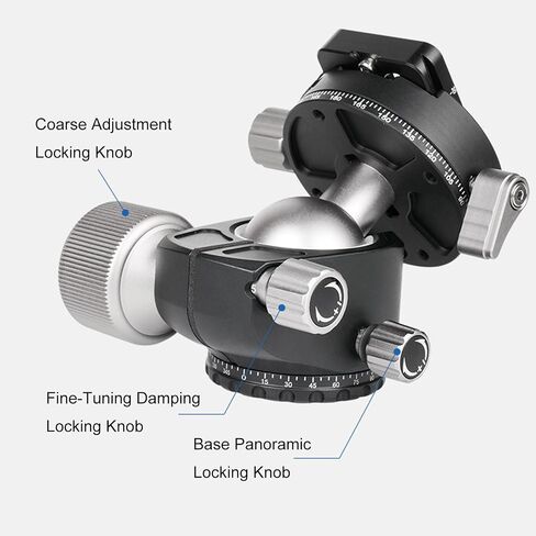 Luocute Low Profile Camera Tripod Ball Head, 40mm Metal Panorama Ball Head with 1/4 Plate, 3 Independent Knobs for DSLR Camera Tripod Monopod Slider in Kuwait