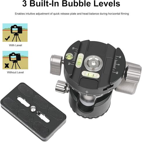 Luocute Low Profile Camera Tripod Ball Head, 40mm Metal Panorama Ball Head with 1/4 Plate, 3 Independent Knobs for DSLR Camera Tripod Monopod Slider in Kuwait