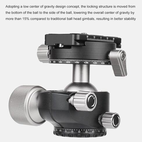 Luocute Low Profile Camera Tripod Ball Head, 40mm Metal Panorama Ball Head with 1/4 Plate, 3 Independent Knobs for DSLR Camera Tripod Monopod Slider in Kuwait
