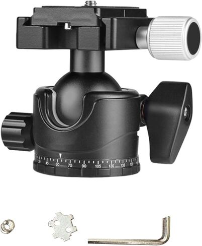 Luocute Low Profile Tripod Ball Head, 35mm Metal Panoramic Ball Head with 1/4 Inch Plate and 3/8 Inch Adapter, for DSLR Camera Tripod Monopod Load 8kg in Kuwait