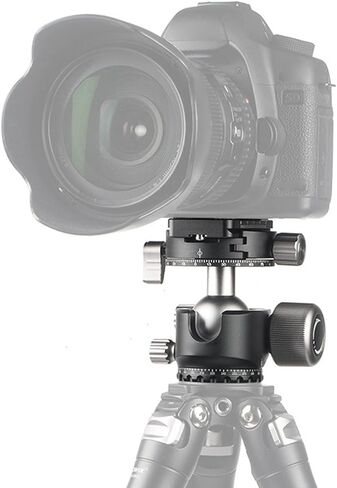 Luocute Low Profile Tripod Ball Head, 35mm Oversized Ball with 3 Independent Knobs, 360 Panoramic Rotation, U Shaped Low Center Design, with 68mm Plate, for DSLR Camera in Kuwait