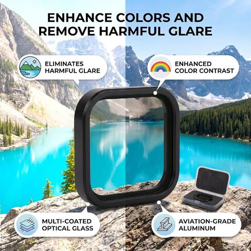Action Camera CPL Filter, Multi Coated Optical Glass Polarizer Lens Filter, Aluminum Alloy Screw On Design, Reduces Glare Enhances Color for LITHero Action Camera in Kuwait
