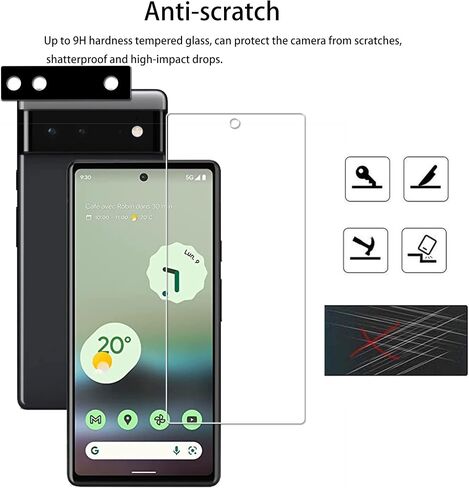 Easy Alignment Frame Designed For Google Pixel 6a 5G Tempered Glass Screen Protector 2-Pack Camera Lens Protector Film 2-Pack in Kuwait