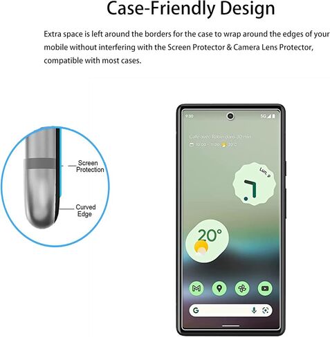 Easy Alignment Frame Designed For Google Pixel 6a 5G Tempered Glass Screen Protector 2-Pack Camera Lens Protector Film 2-Pack in Kuwait