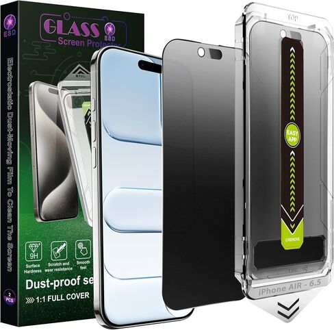 [2-Pack Matte Privacy Anti-Spy Screen Protector for iPhone Air (6.5-Inch),Anti-Glare,9H Tempered Glass,Full Coverage,Anti-Fingerprint,Auto Dust Removal,Bubble-Free in Kuwait
