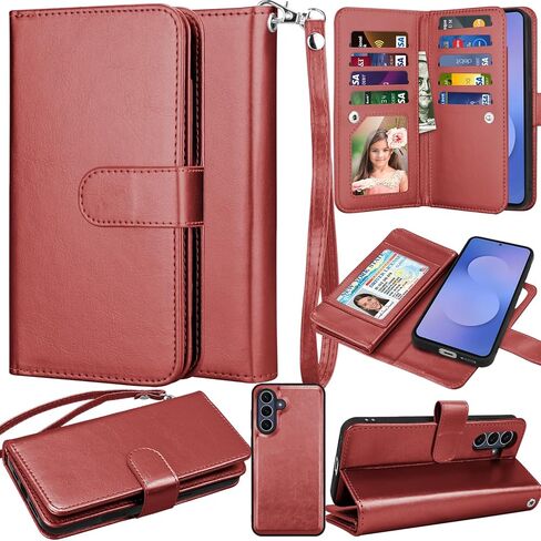 Wallet Case for Samsung Galaxy S25 FE 5G, Galaxy S25 FE 5G Case, [9 Card Slots] PU Leather Folio Flip Cover Credit Card Holder Detachable Magnetic Phone Case Kickstand & Lanyard Strap-Marble in Kuwait