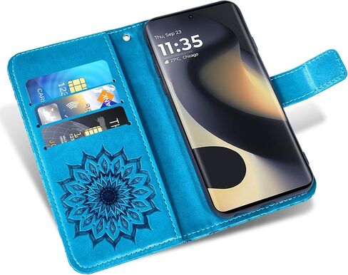Asuwish Phone Case for Motorola Edge 2024 5G Wallet Cases with Tempered Glass Screen Protector and Sunflower Leather Slim Flip Cover Card Holder Stand Cell Accessories Moto Edge2024 Women Men Blue in Kuwait