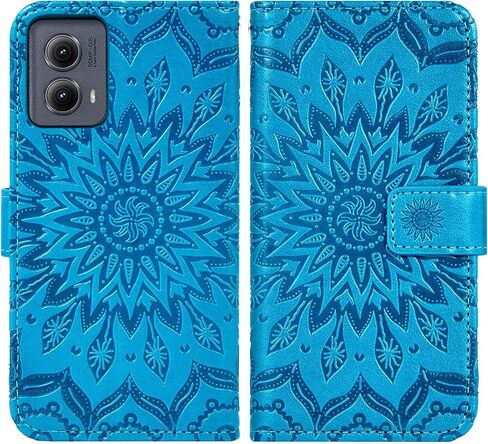 Asuwish Phone Case for Motorola Edge 2024 5G Wallet Cases with Tempered Glass Screen Protector and Sunflower Leather Slim Flip Cover Card Holder Stand Cell Accessories Moto Edge2024 Women Men Blue in Kuwait