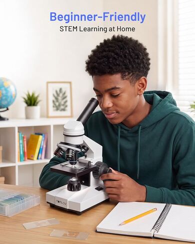 TOMLOV Compound Microscope with Coarse & Fine Focus for Students, 40X-2000X in Kuwait