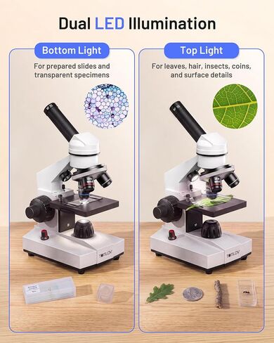 TOMLOV Compound Microscope with Coarse & Fine Focus for Students, 40X-2000X in Kuwait