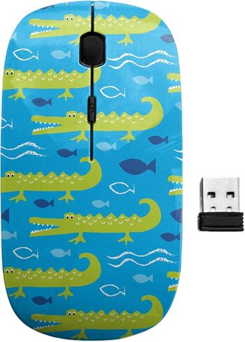 2.4GHz USB Wireless Mouse, Alligator Crocodile Pattern, Ergonomic Slim Computer Mice for Kids in Kuwait