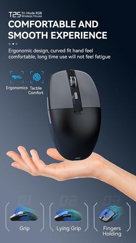 Wireless Bluetooth Mouse,Tri Mode(Bluetooth & USB-C & USB-A) Type-C Cordless Mice with LED,6 Buttons,Rechargeable,Ergonomic Silent Clicks,3200D-PI for PC/Laptop/Tablet/Computer/Mac Multi-Device in Kuwait