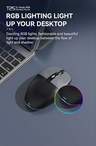 Wireless Bluetooth Mouse,Tri Mode(Bluetooth & USB-C & USB-A) Type-C Cordless Mice with LED,6 Buttons,Rechargeable,Ergonomic Silent Clicks,3200D-PI for PC/Laptop/Tablet/Computer/Mac Multi-Device in Kuwait