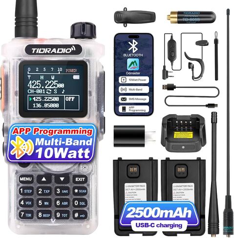 (4th Generation) TIDRADIO TD-H8 10Watt Ham Radio,APP Programming,Spectrum Analysis,SMS Message Text,Online Firmware Update,Version Switch,Multi-Band AM/FM/NOAA Weather Receiver Handheld Two Way Radio in Saudi Arabia