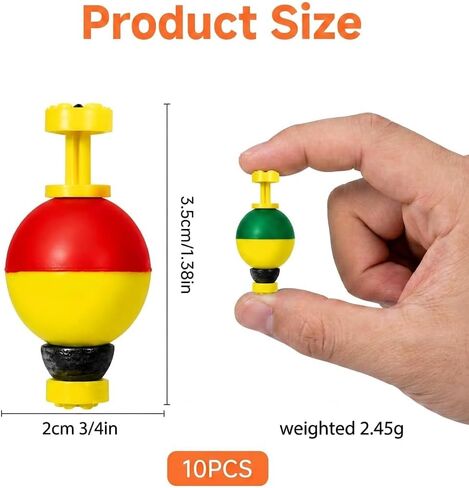 10 Pack Fishing Bobbers Floats, 3/4 Inch Weighted Slip Bobber (Foam Floats) in Kuwait