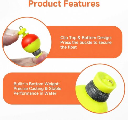 10 Pack Fishing Bobbers Floats, 3/4 Inch Weighted Slip Bobber (Foam Floats) in Kuwait