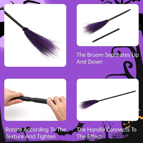 Halloween Witch Broom,Small Purple Plastic Witch Broom Props, Halloween Costume Accessories, Photo Props and Party Accessories. in Kuwait